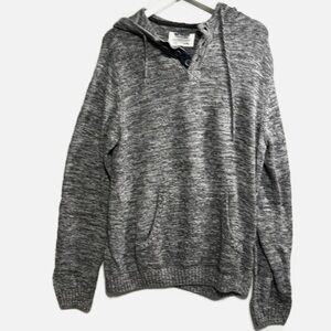 Urban Pipeline Men's Henley Knit Sweater Hoodie XXL Grey Kangaroo Pocket